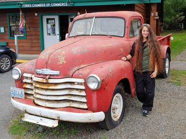 Photo of me at the Forks Timber Center with Bella's truck from the Twilight movies