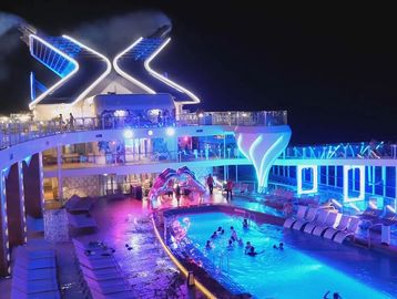 Celebrity Cruises ship top deck at night