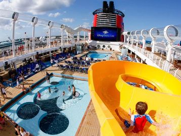 Disney cruise ship pools and waterslide