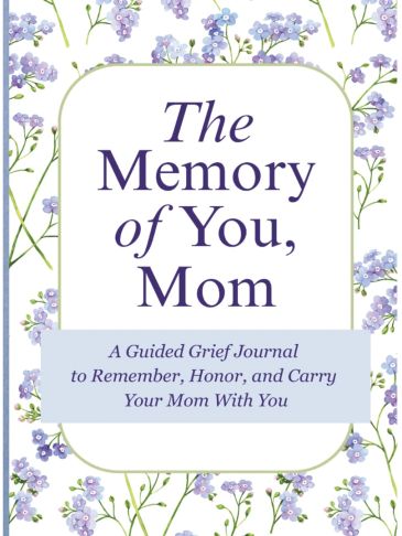Book titled 'The Memory of You, Mom' with floral cover design.