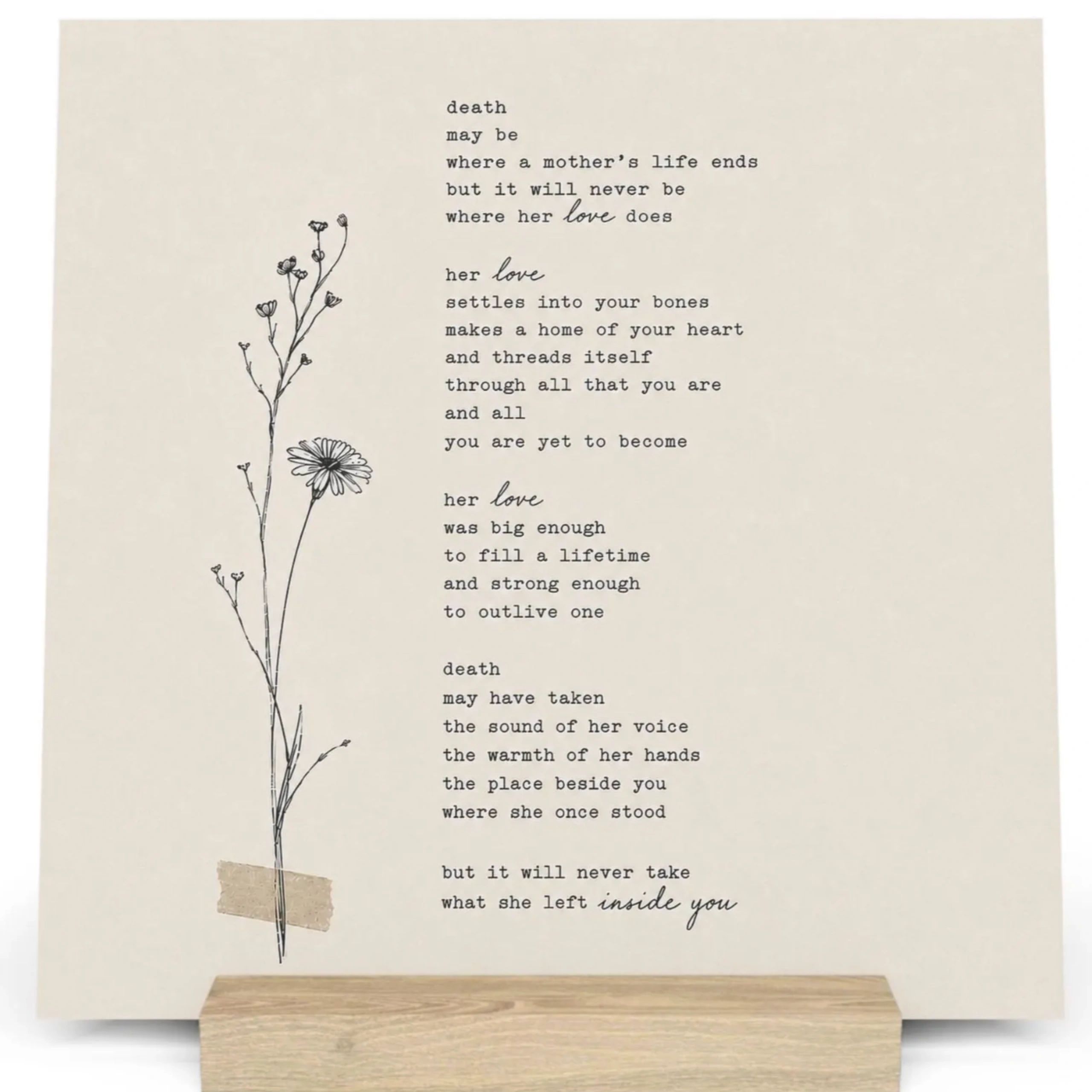 A heartfelt poem about a mother's love outlasting death.
