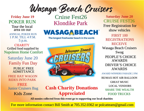 Mark your calendars for June  19th for the Poker Run and BBQ put on by Napoleon BBQ for the Poker Ru