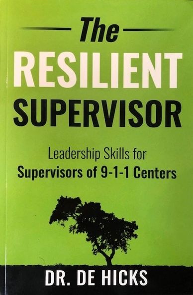 Book cover titled 'Resilient Supervisor' for 9-1-1 center leadership skills.