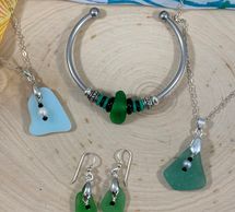 genuine sea glass necklaces, eating and bracelets. 