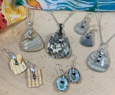 hand collected beach shells designed in necklace and earrings