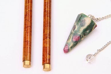 dowsing rods-copper-ruby zoisite-pendulum