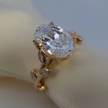 14K Yellow Gold Nature-Inspired Leaf Diamond Engagement Ring