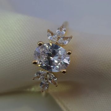14K Yellow Gold Marquise Diamond Accent Engagement Ring