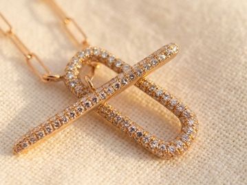 14K Yellow Gold Pavé Diamond Toggle Necklace