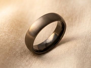 Titanium men's 11mm comfort fit domed wedding band with brushed matte finish
