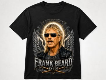 T-shirt noir hommage à Frank Beard de ZZ Top.