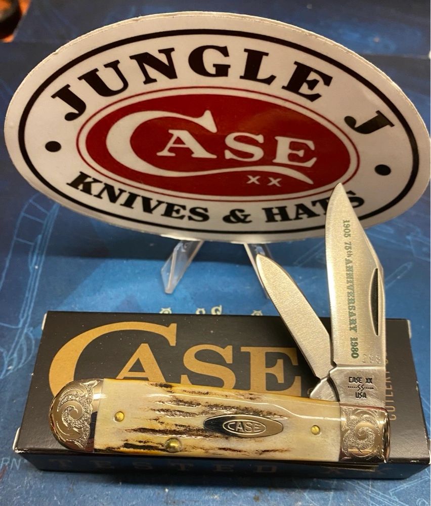 Case 75th Anniversary Stag with Scrolled Bolsters Swell End Jack Knife ...