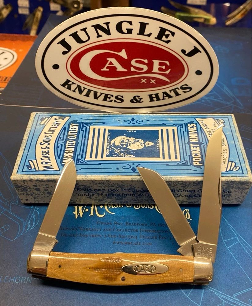 Case Mastodon Bark Ivory Stockman Knife “Salesman Sample” 3 Blade Year 1995