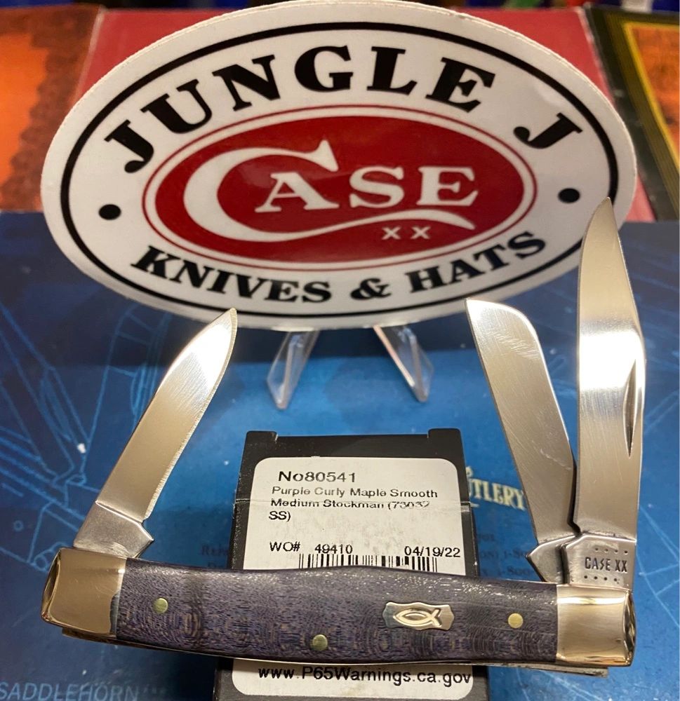 Case Medium Stockman Knife Purple Curly Maple 2022 item number 80541