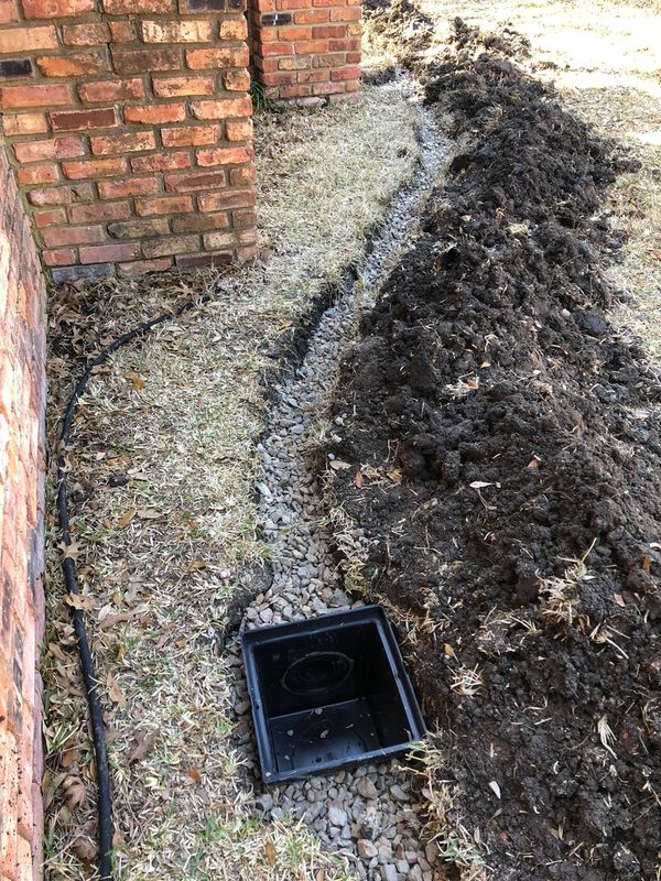 French drain installation to move water away! Plano,Texas.