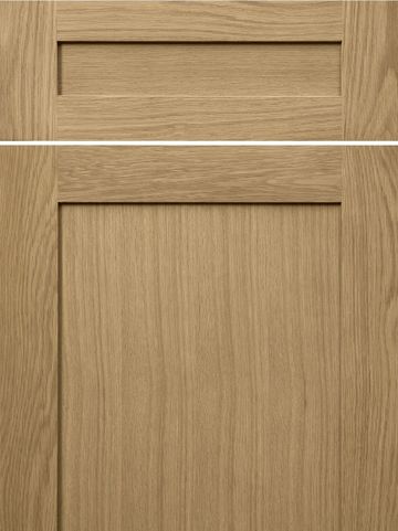 Two wooden cabinet doors with different panel designs shown side by side.