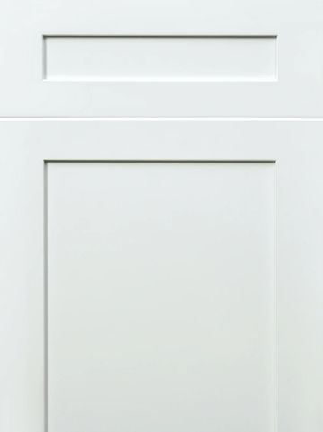 Minimalist white cabinet door with clean rectangular panel design.