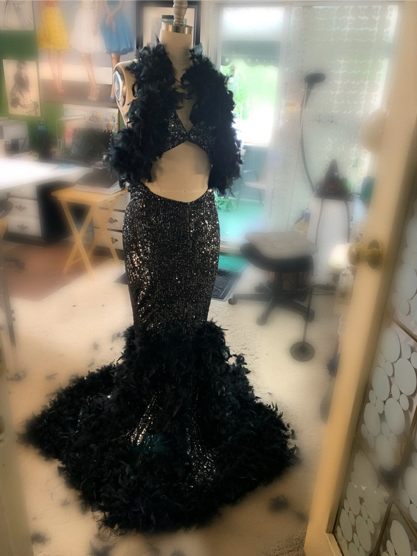 Custom design dress on a dress form