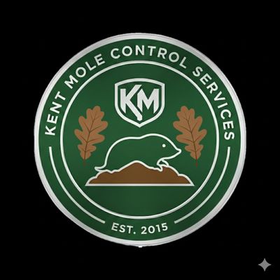 Logo for Kent Mole Control Services, established 2015, featuring a mole and oak leaves.
