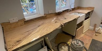 Worktop made by us from sawn yew 
