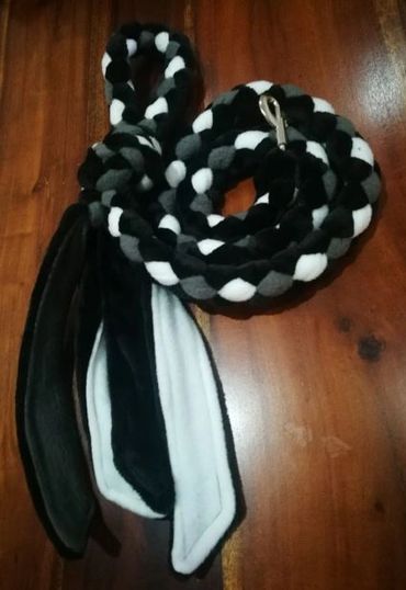 black grey white fleece clip lead