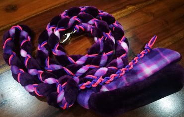 purple and pattern fleece with clip lead