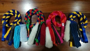 examples of fleece plait with tubular handles and various tentacles