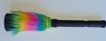 rainbow faux fur on rubber tug