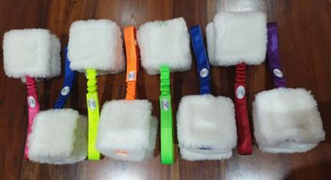 short handled bungee sheep skin tugs