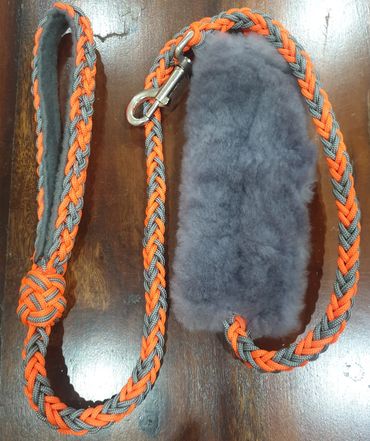 orange and grey paracord clip lead