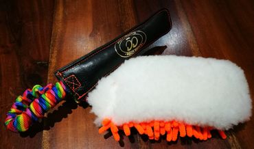 rainbow bungee with leather sheep skin and mop tug all in one