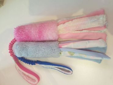 bungee handle with sheep skin bite bar and fleece tentacles