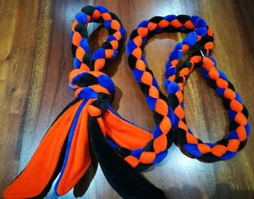 orange blue and black slip fleece lead