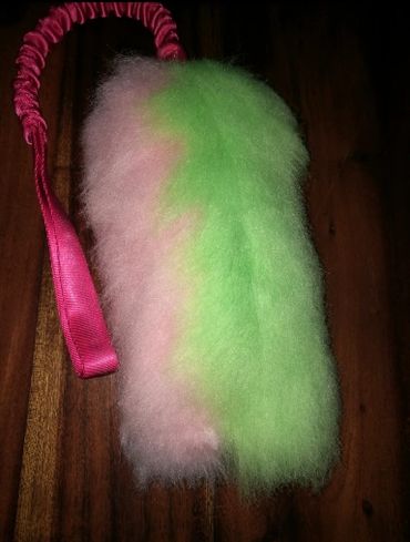 two tone pink bungee faux fur bungee tug