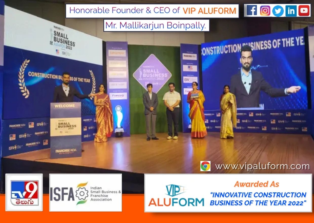 VIP ALUFORM received "Innovative Construction Business of the year 2022" award from #Franchise #Indi