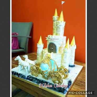 Cinderella castle and carriage  birthday cake 