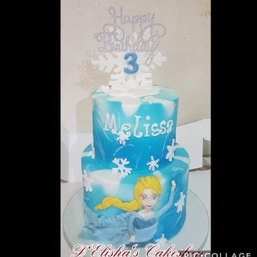 2 tier Elsa Frozen birthday cake 