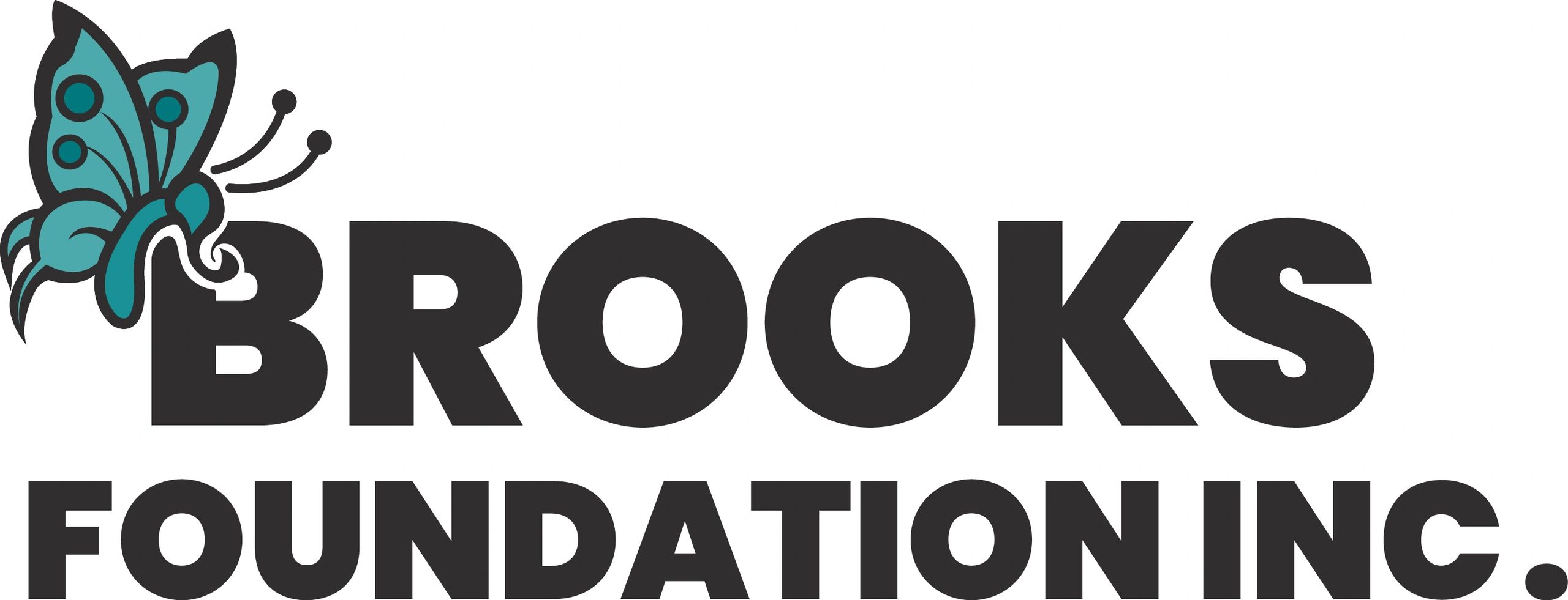 Logo of Brooks Foundation Inc. with a stylized blue butterfly.