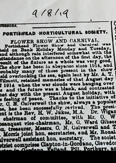 ~ Portishead Horticultural Society Archives 