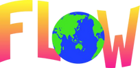 The word "FLOW" with the letter "O" replaced by a globe.