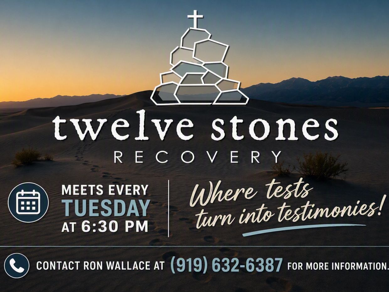 Twelve Stones Recovery meets every Tuesday at 6:30 PM.