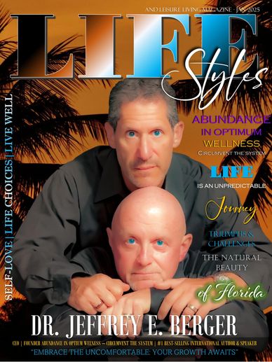 Two men posing on a magazine cover titled Life Styles with wellness themes.