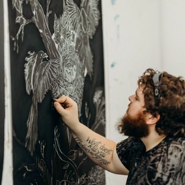 image of me working in my studio 
