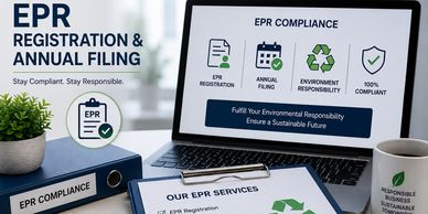 EPR registration and annual filing compliance on a laptop screen.