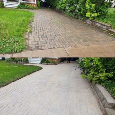 pressure washing interlock driveway sault ste marie before after brick driveway cleaning weeds remov