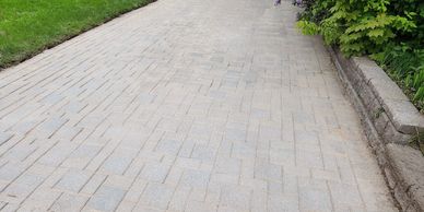 Redone interlocking brick driveway 