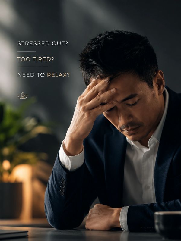 Stressed man in a suit needing to relax and unwind.