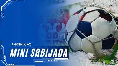 Soccer ball splashing water with event text.