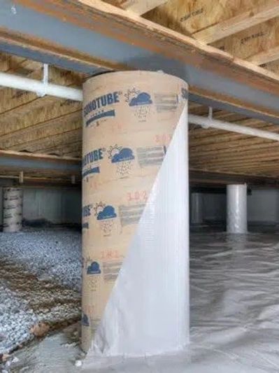 Sonotube piers are installed for pier and beam foundation repair