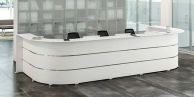 Quadrifoglio Reception Glass White Reception Counter